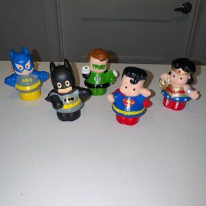 Lot of 5 Fisher Price Little People DC Comics Superheros Figurines